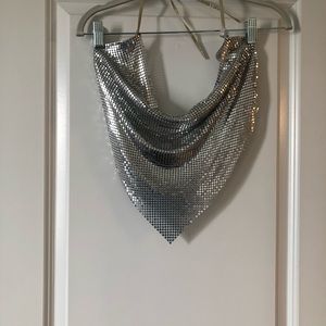 Silver Sequin Halter Top
